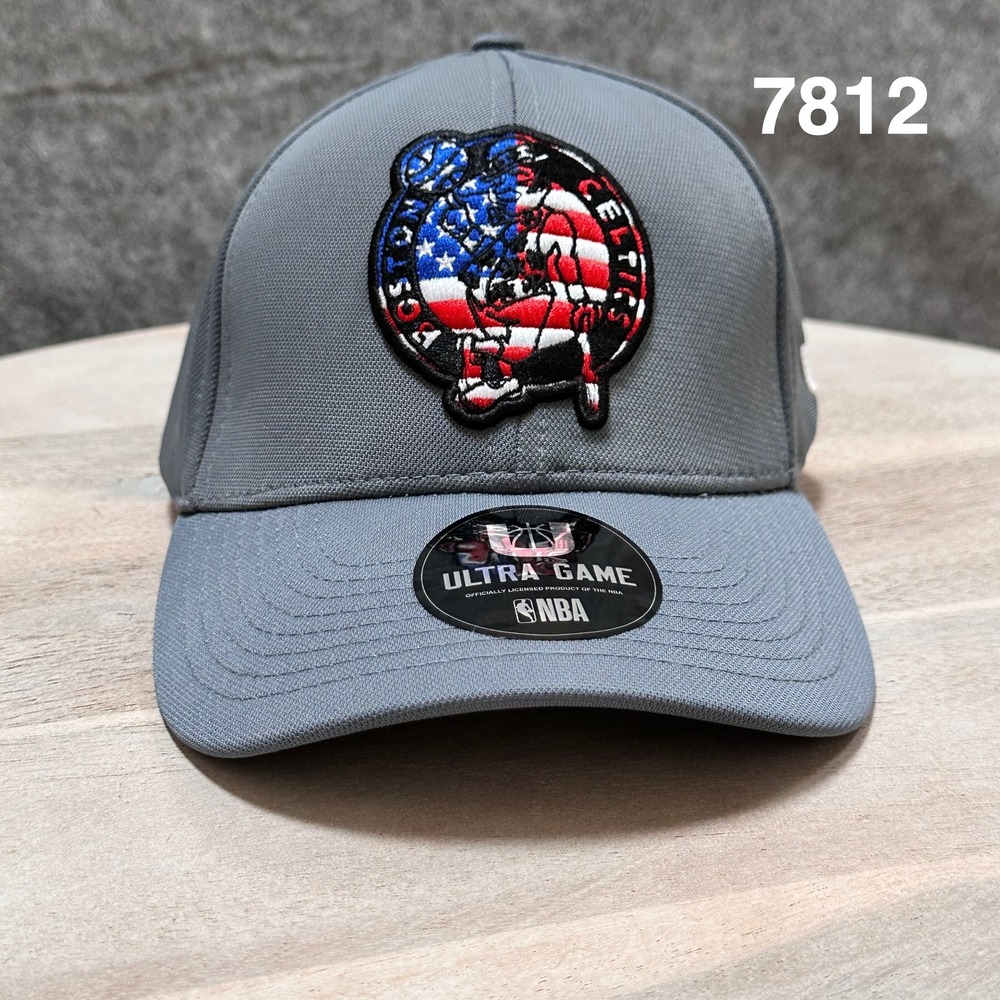 Ultra Game NBA Boston Celtics Grey Patriotic Stars Stripes Logo Hat OSFM